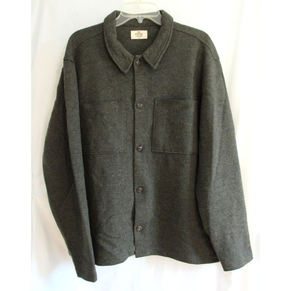 Marine Layer Green Wool Mendocino Button Down Long Sleeve Shirt Size L EUC